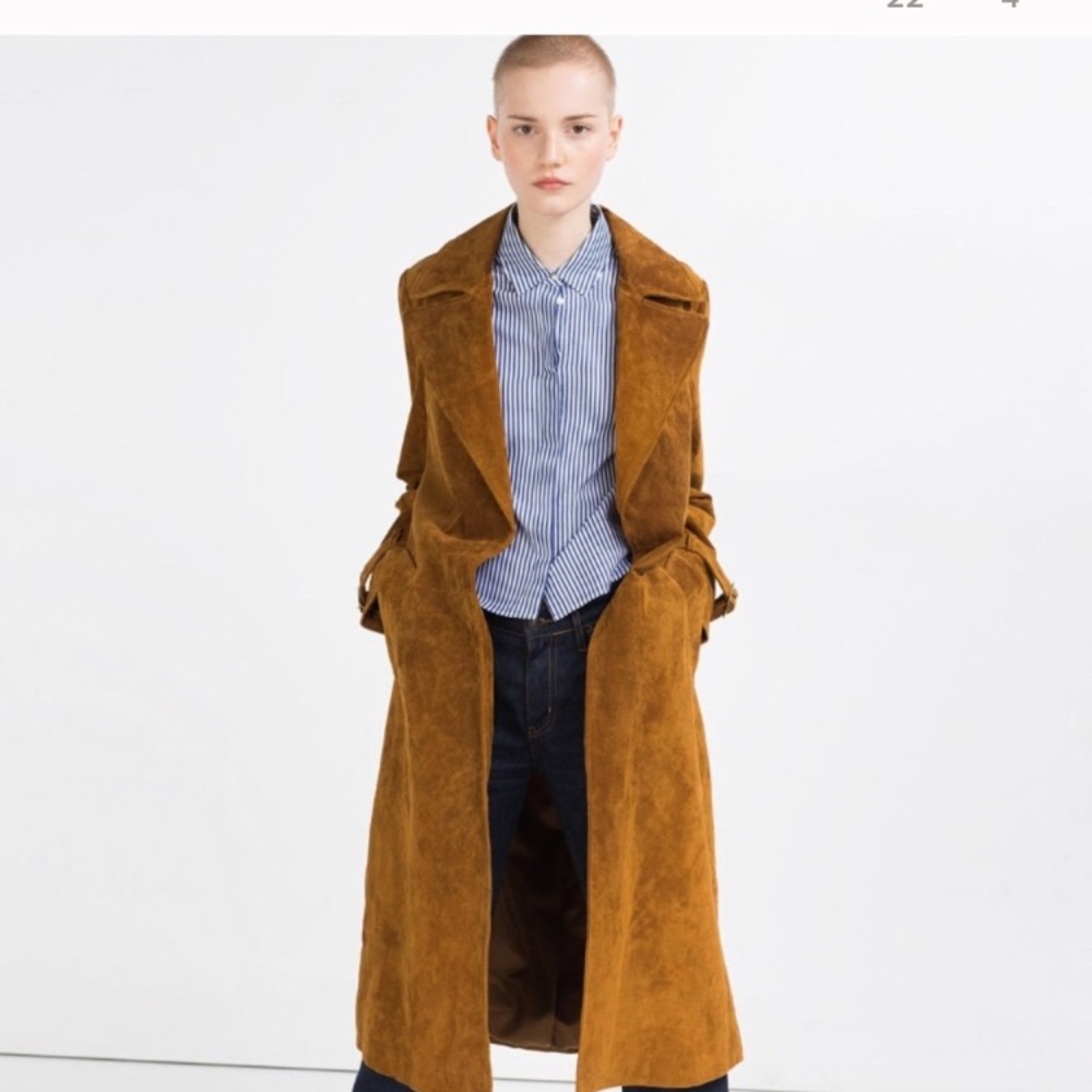 Zara REAL Suede Jacket with Belt